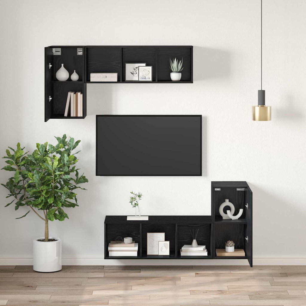 Wand-TV-Schrank Schwarz Eichen-Optik 30,5 x 30 x 60 cm