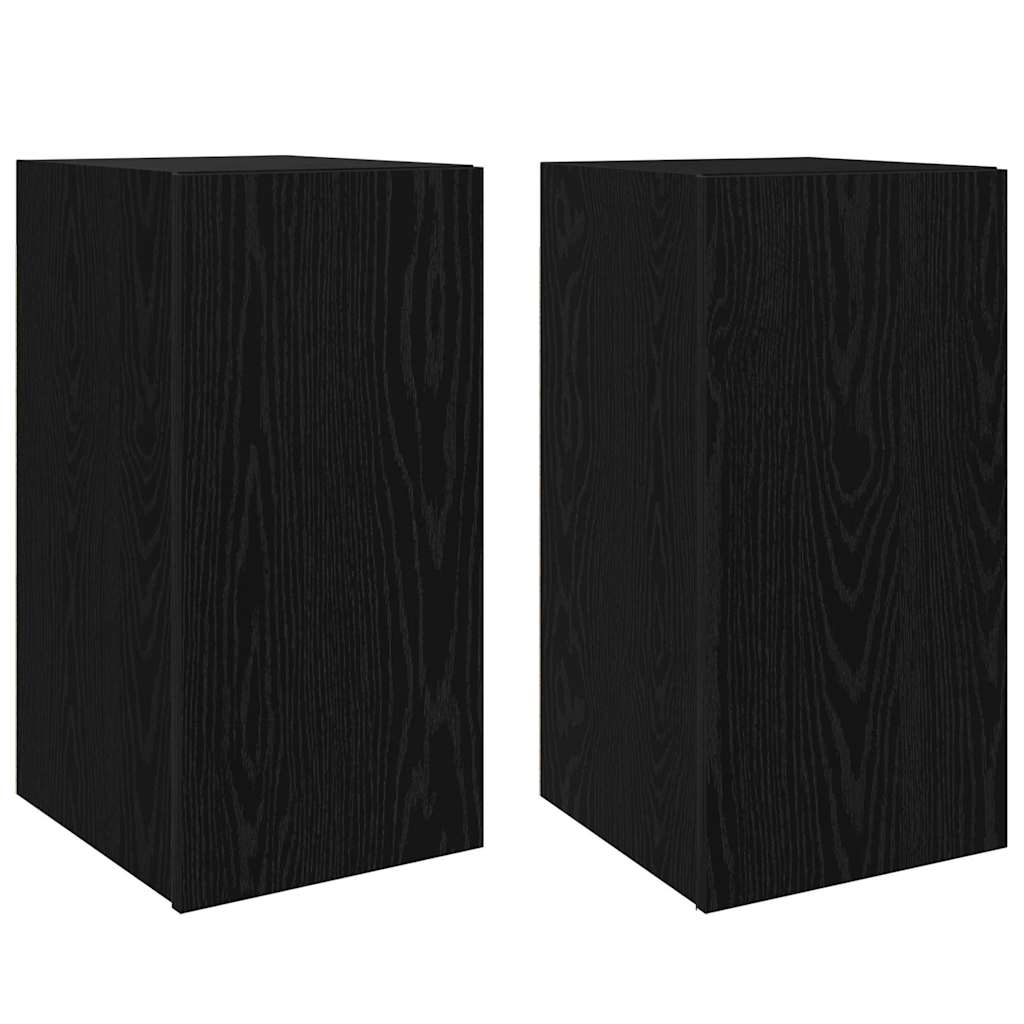 Wand-TV-Schrank 2 pcs Schwarz Eichen-Optik 30,5 x 30 x 60 cm