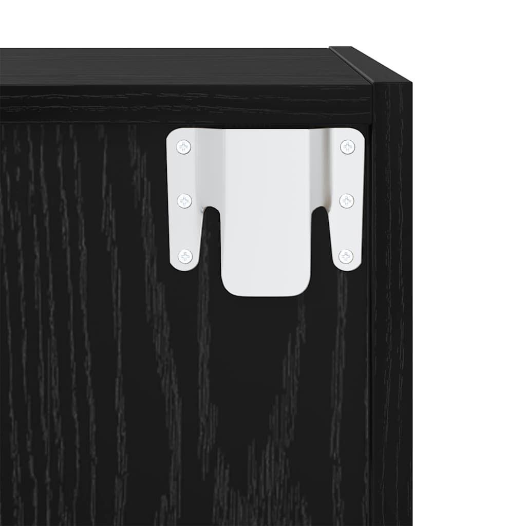 Wandschrank Schwarz Eichen-Optik 37 x 37 x 37 cm Holzwerkstoff