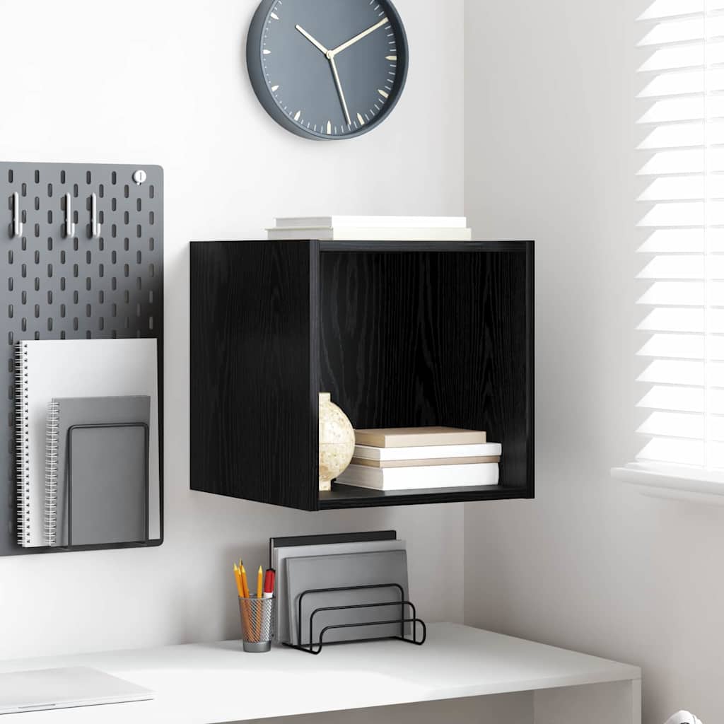 Wandschrank Schwarz Eichen-Optik 37 x 37 x 37 cm Holzwerkstoff