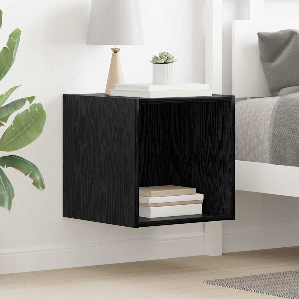 Wandschrank Schwarz Eichen-Optik 37 x 37 x 37 cm Holzwerkstoff
