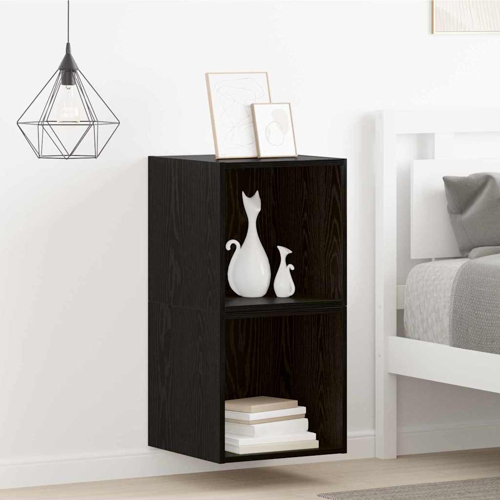 Wandschrank 2 pcs Schwarz Eichen-Optik 37 x 37 x 37 cm