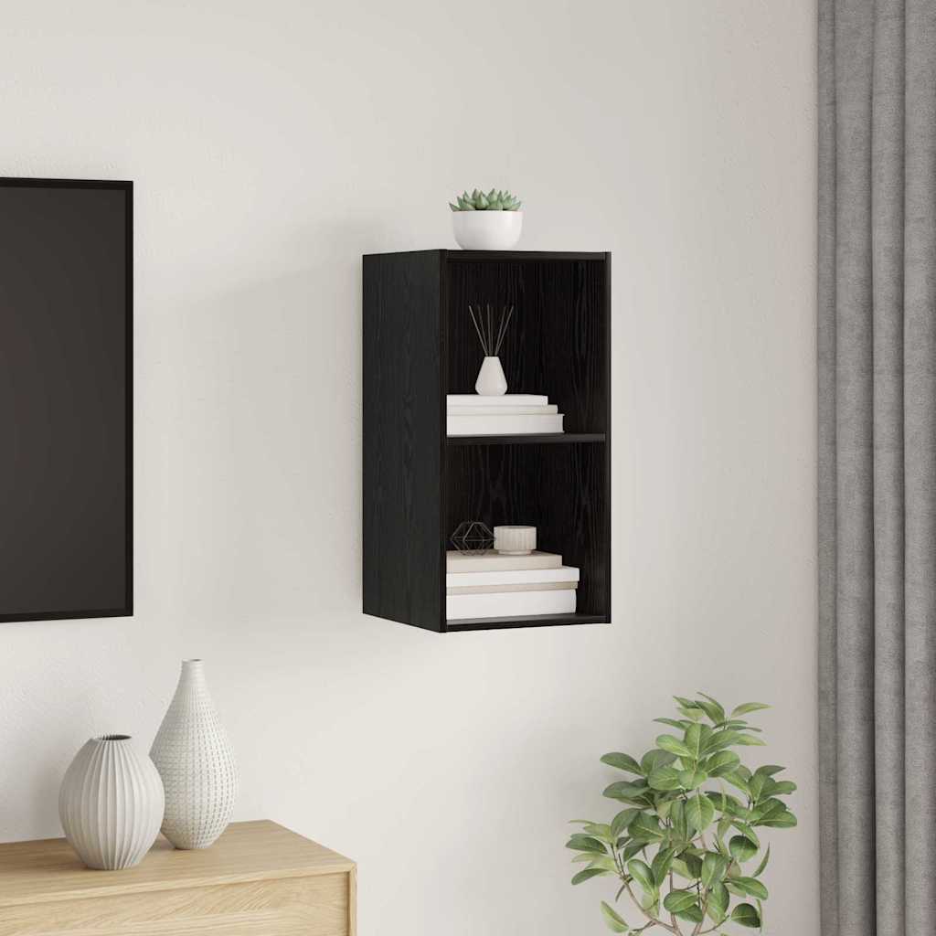 TV-Schrankset Wandmontiert Schwarz Eichen-Optik 37 x 37 x 72 cm