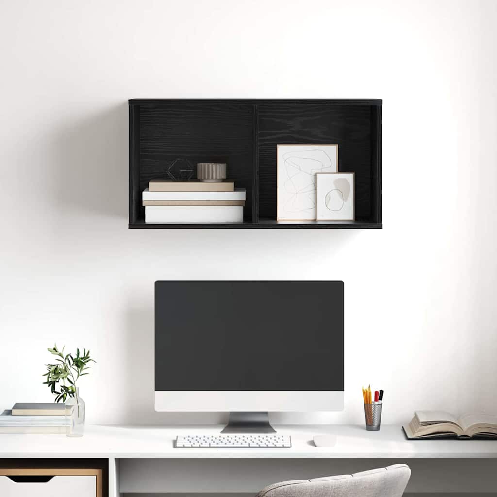 TV-Schrankset Wandmontiert Schwarz Eichen-Optik 37 x 37 x 72 cm