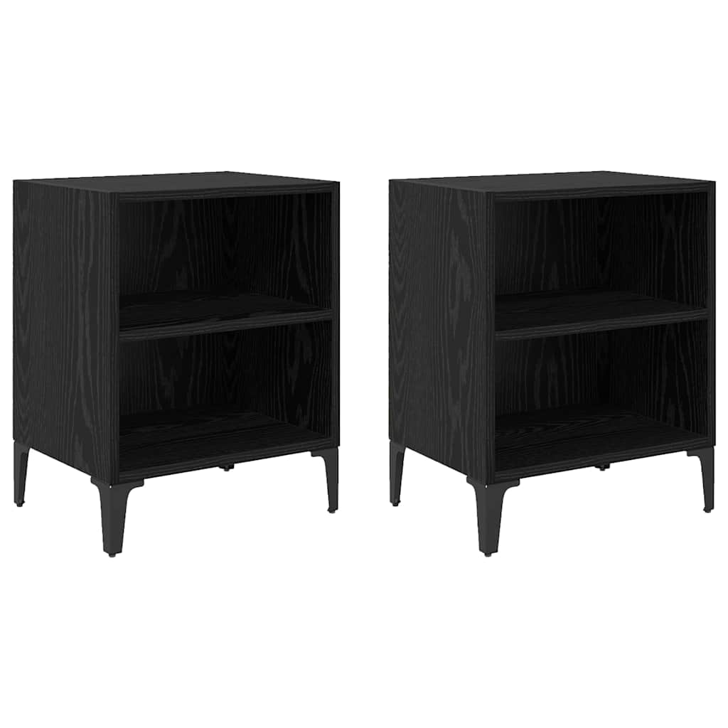Nachttisch 2 pcs Schwarz Eichen-Optik 40 x 30 x 50 cm