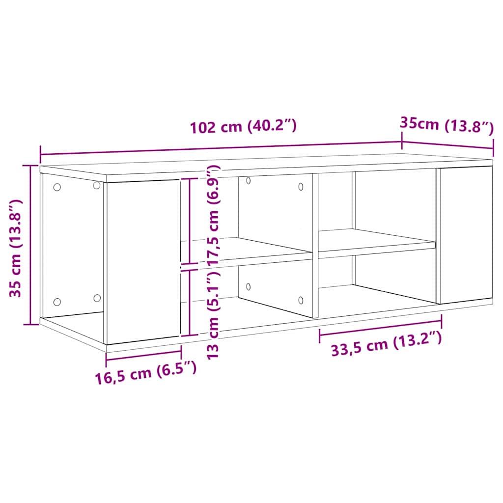 TV-Schrankset Schwarz Eichen-Optik 102 x 35 x 35 cm