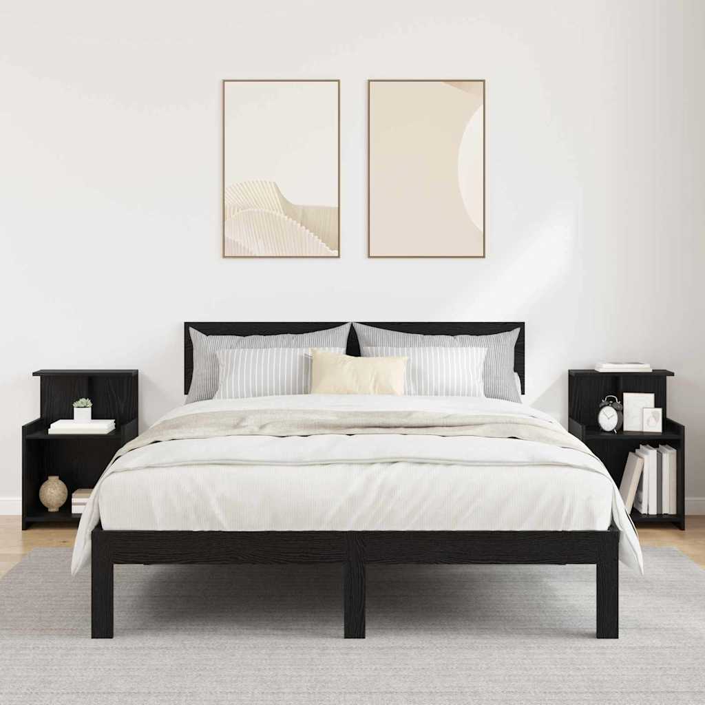 Nachttisch 2 pcs Schwarz Eichen-Optik 40 x 35 x 60 cm