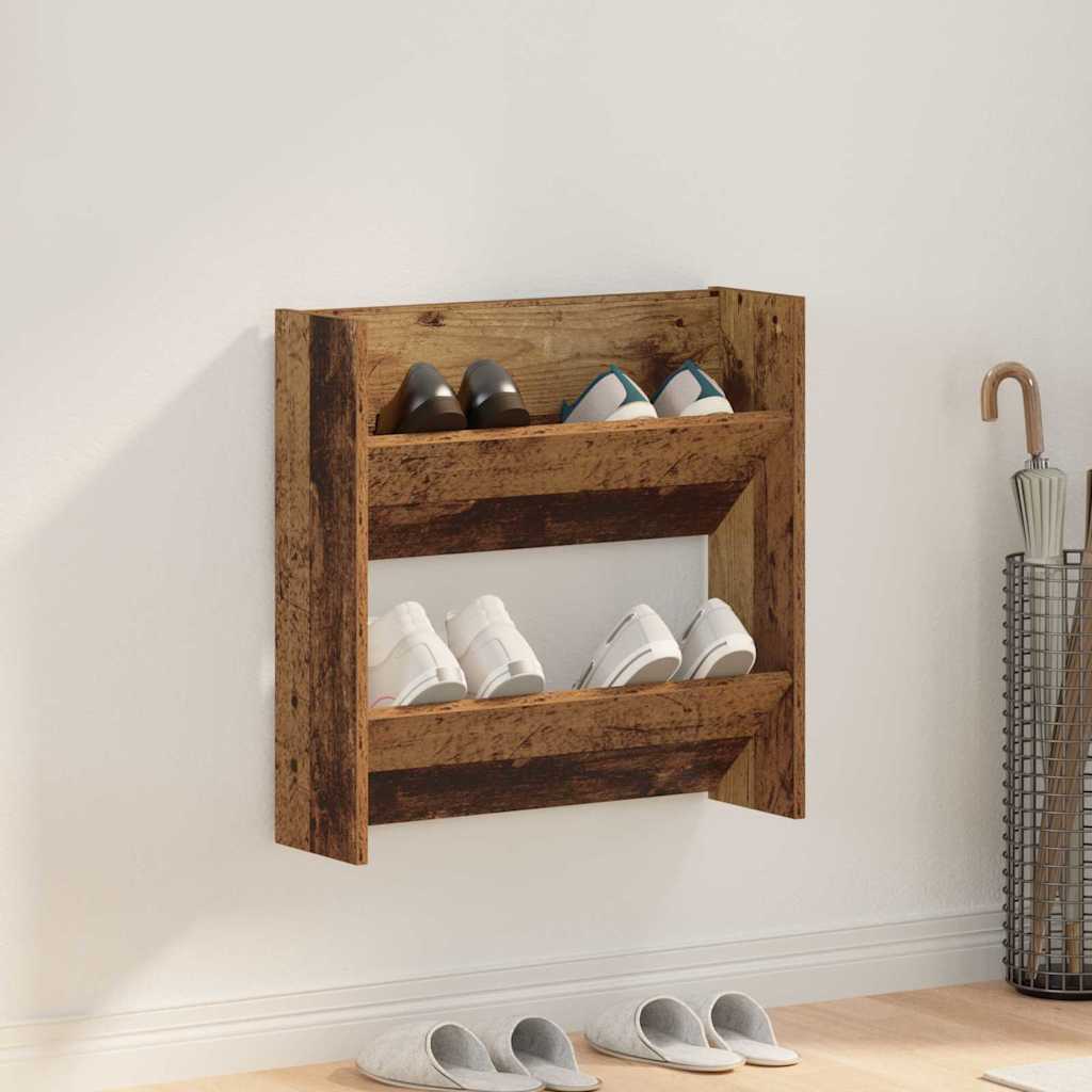 Schuhschrank mit Regal Altholz 60 x 18 x 60 cm Holzwerkstoff