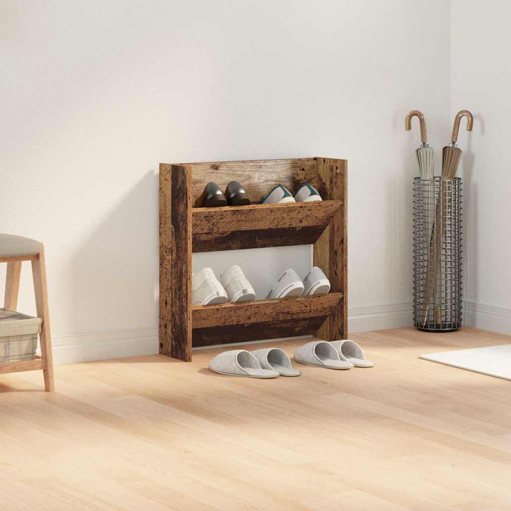 Schuhschrank mit Regal Altholz 60 x 18 x 60 cm Holzwerkstoff