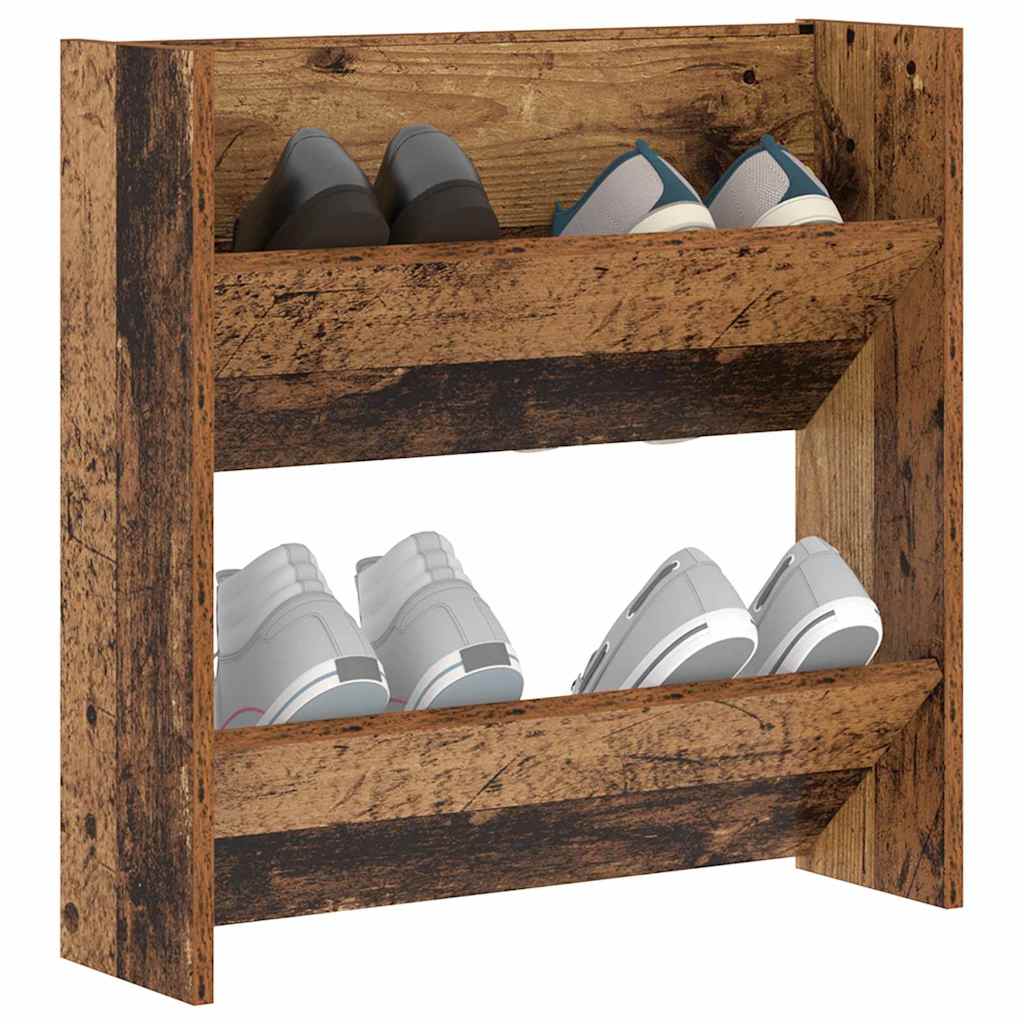 Schuhschrank mit Regal Altholz 60 x 18 x 60 cm Holzwerkstoff