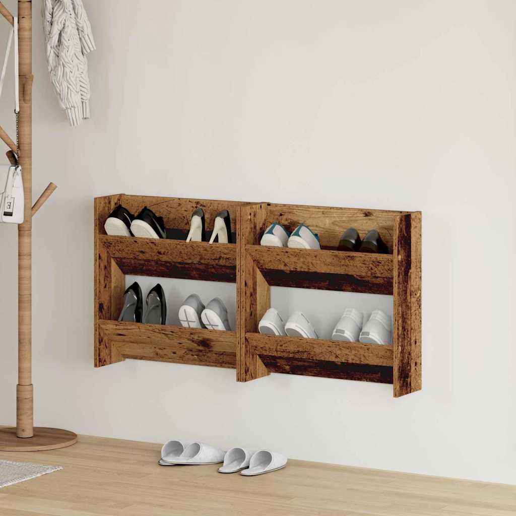 Schuhschrank 2 pcs Altholz 60 x 18 x 60 cm Holzwerkstoff