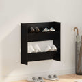 Schuhschrank Schwarz Eichen-Optik 60 x 18 x 60 cm Holzwerkstoff