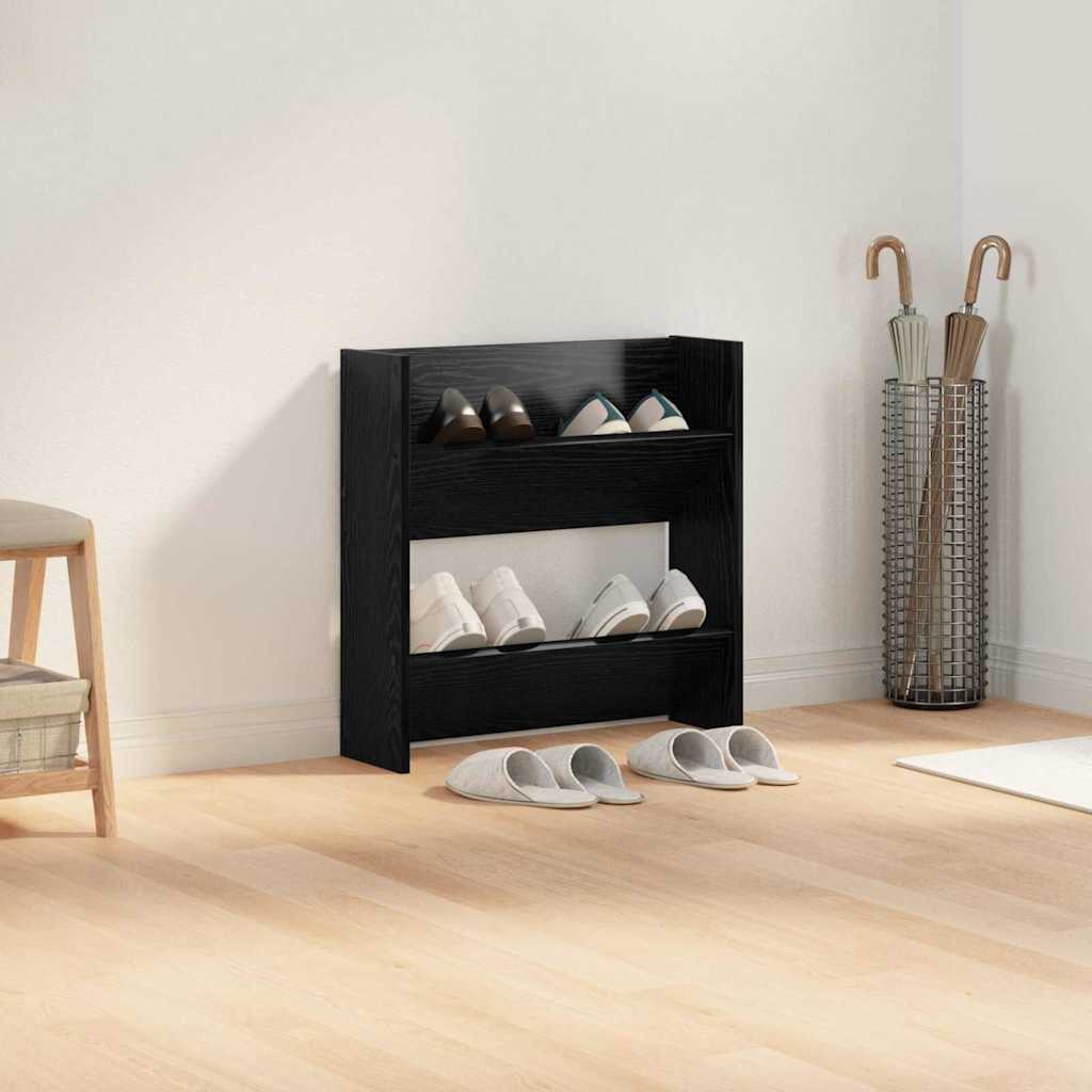 Schuhschrank Schwarz Eichen-Optik 60 x 18 x 60 cm Holzwerkstoff