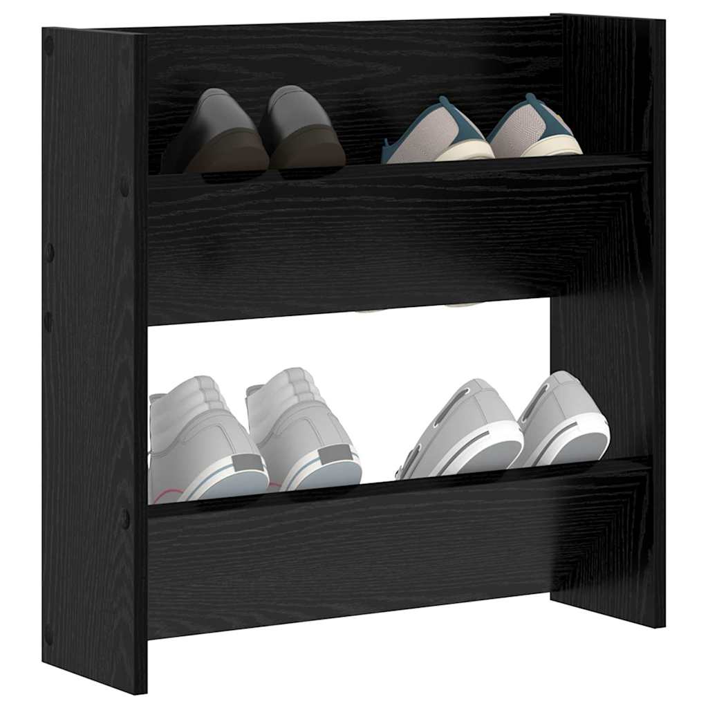 Schuhschrank Schwarz Eichen-Optik 60 x 18 x 60 cm Holzwerkstoff