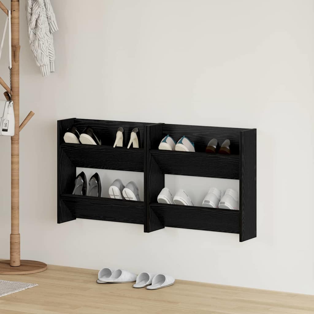 Schuhschrank 2 pcs Schwarz Eichen-Optik 60 x 18 x 60 cm