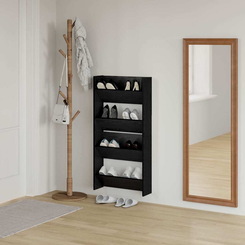 Schuhschrank 2 pcs Schwarz Eichen-Optik 60 x 18 x 60 cm