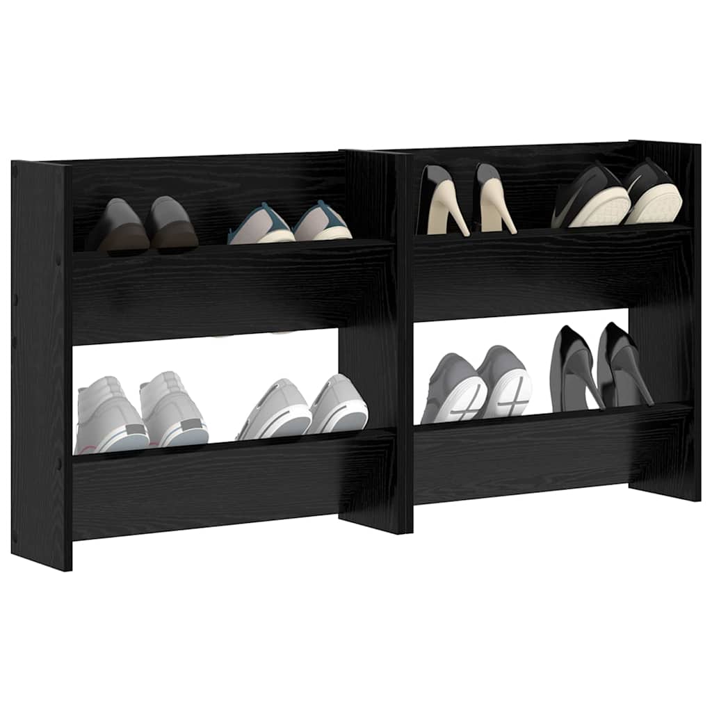 Schuhschrank 2 pcs Schwarz Eichen-Optik 60 x 18 x 60 cm