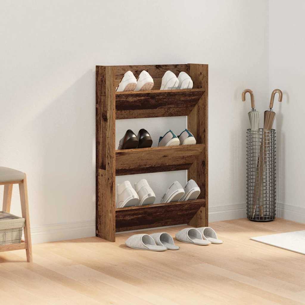 Schuhschrank mit Regal Altholz 60 x 18 x 90 cm Holzwerkstoff