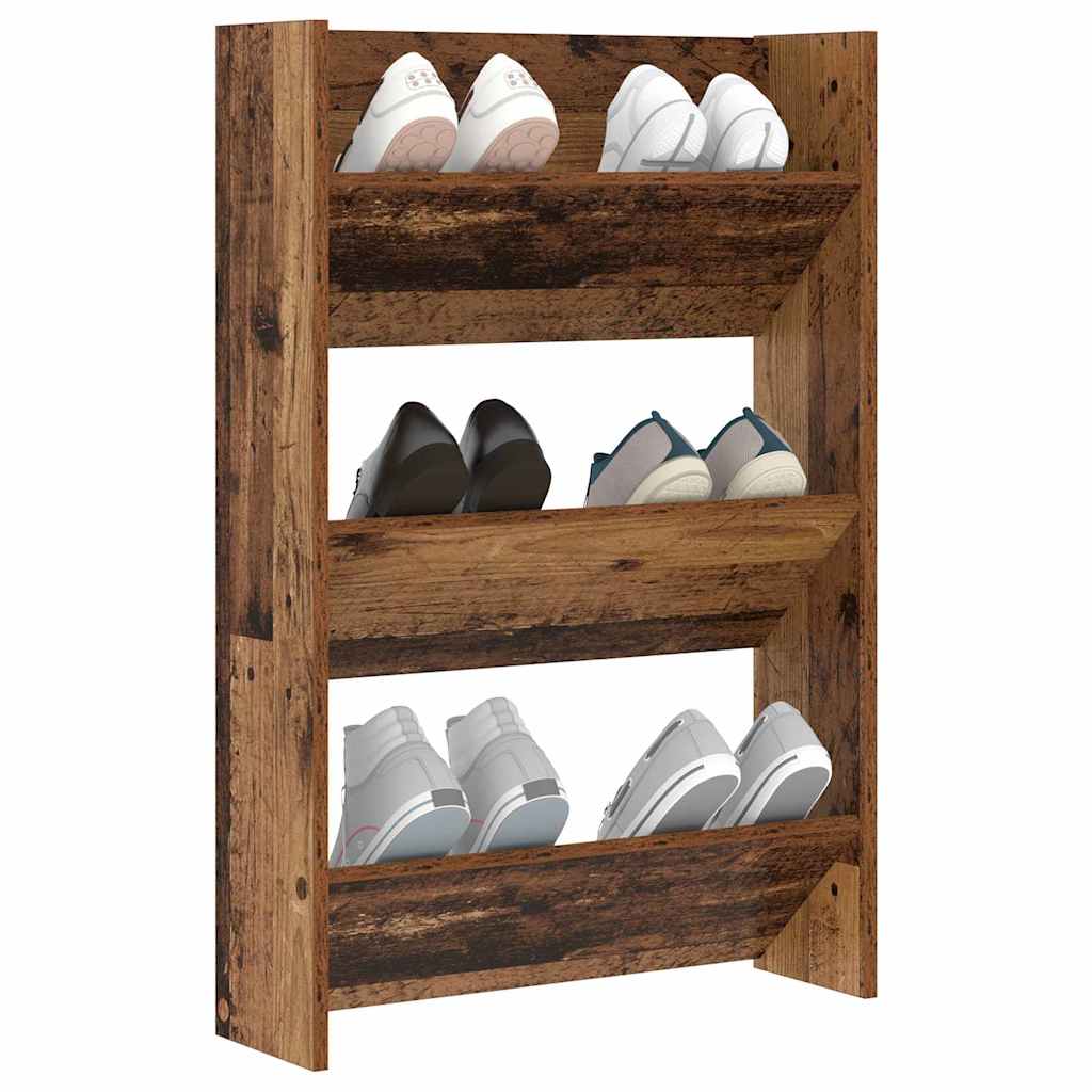 Schuhschrank mit Regal Altholz 60 x 18 x 90 cm Holzwerkstoff