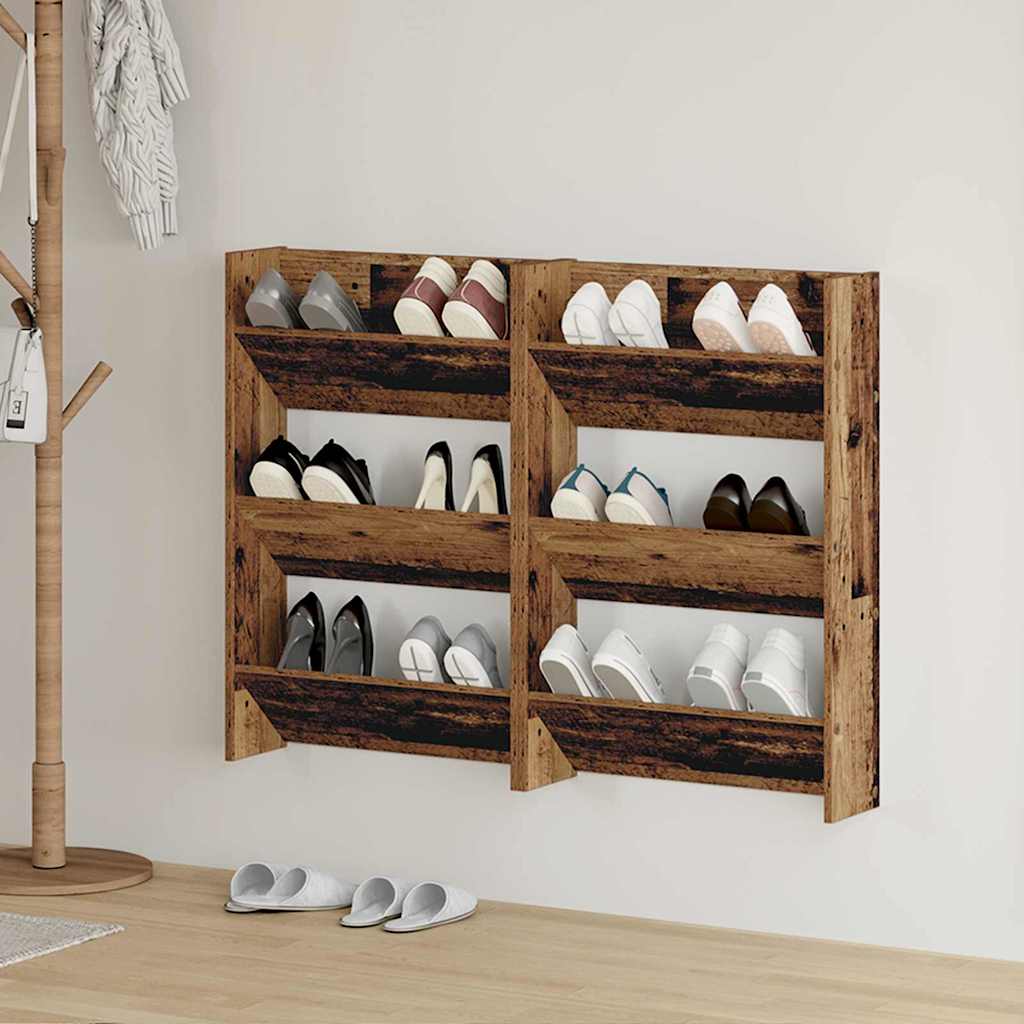 Schuhschrank 2 pcs Altholz 60 x 18 x 90 cm Holzwerkstoff