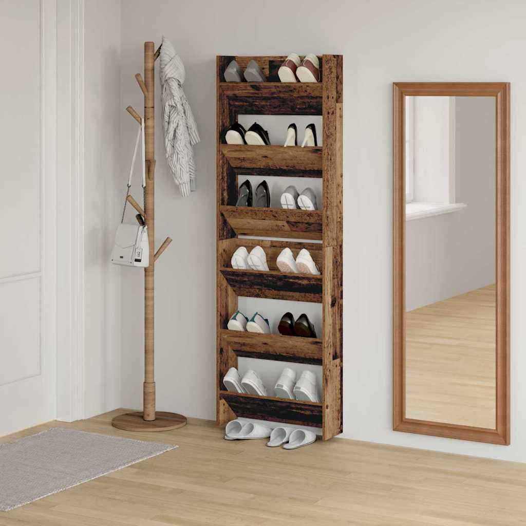 Schuhschrank 2 pcs Altholz 60 x 18 x 90 cm Holzwerkstoff