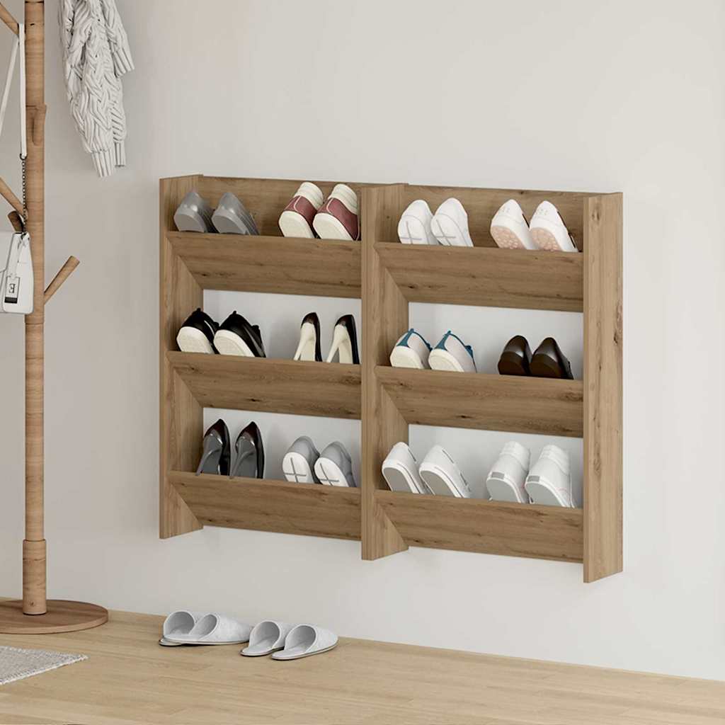 Schuhschrank 2 pcs Artisan-Eiche 60 x 18 x 90 cm Holzwerkstoff