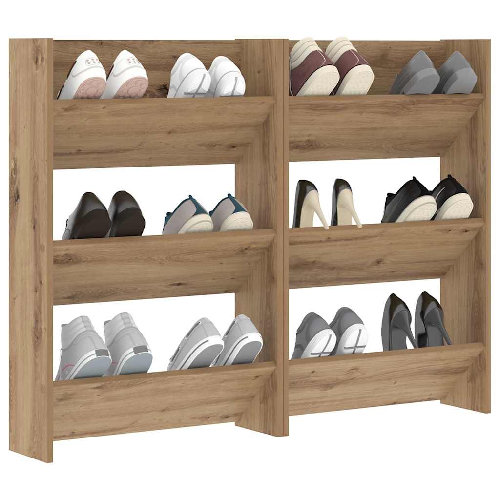 Schuhschrank 2 pcs Artisan-Eiche 60 x 18 x 90 cm Holzwerkstoff