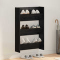 Schuhschrank Schwarz Eichen-Optik 60 x 18 x 90 cm Holzwerkstoff