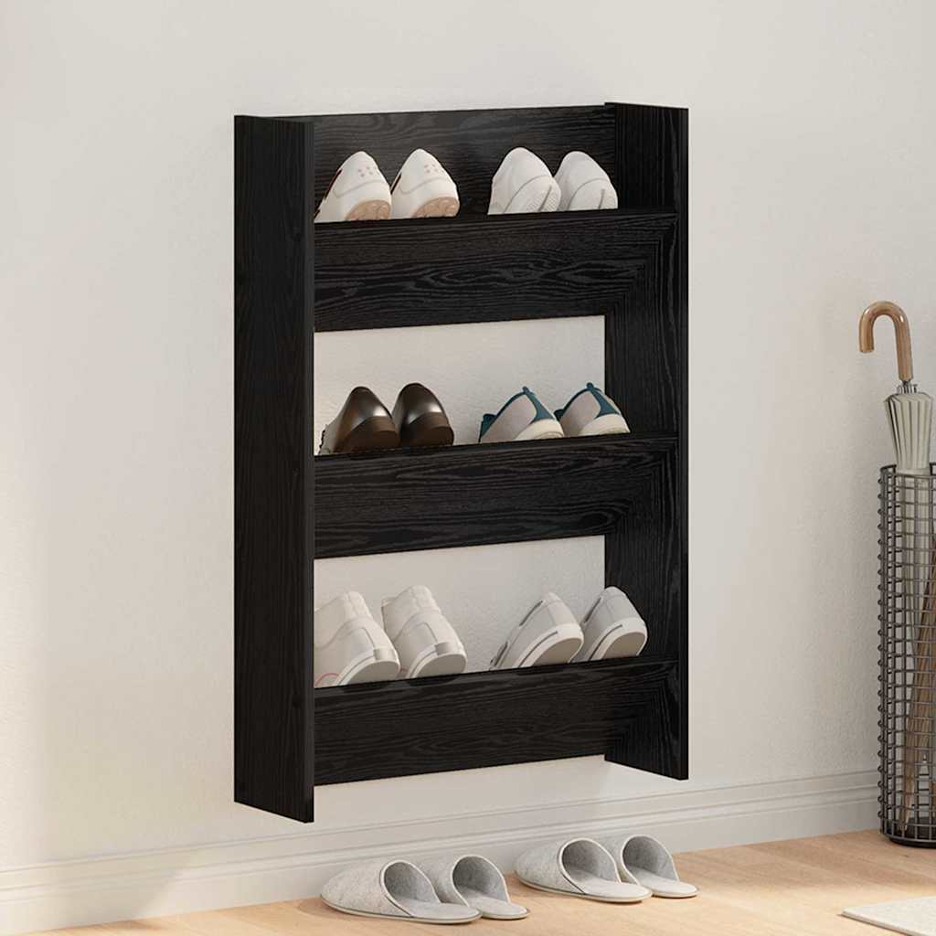 Schuhschrank Schwarz Eichen-Optik 60 x 18 x 90 cm Holzwerkstoff