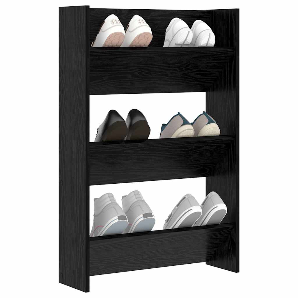 Schuhschrank Schwarz Eichen-Optik 60 x 18 x 90 cm Holzwerkstoff