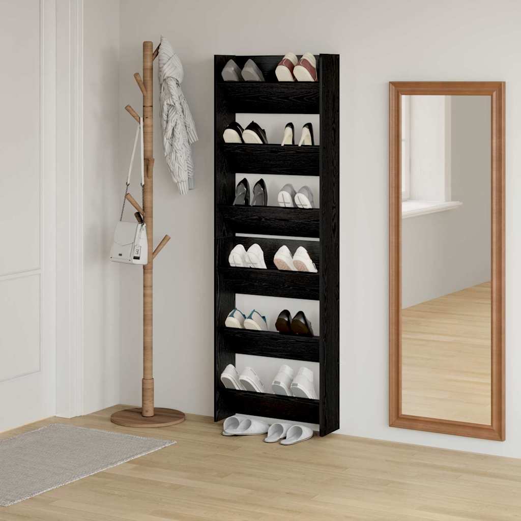 Schuhschrank 2 pcs Schwarz Eichen-Optik 60 x 18 x 90 cm
