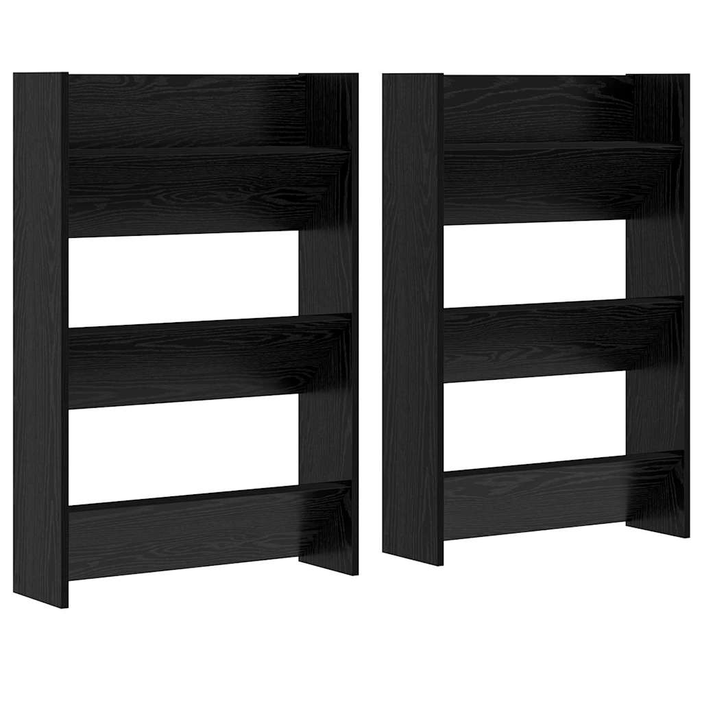 Schuhschrank 2 pcs Schwarz Eichen-Optik 60 x 18 x 90 cm