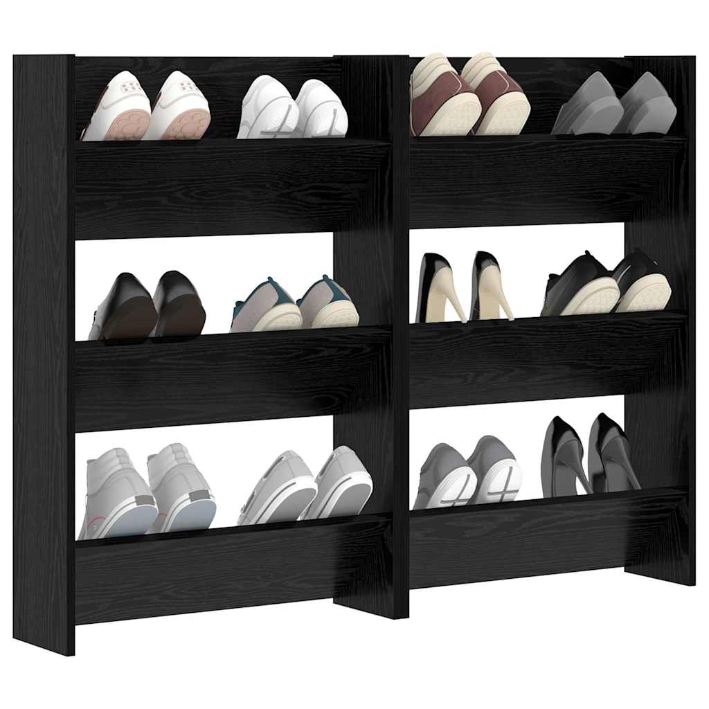 Schuhschrank 2 pcs Schwarz Eichen-Optik 60 x 18 x 90 cm