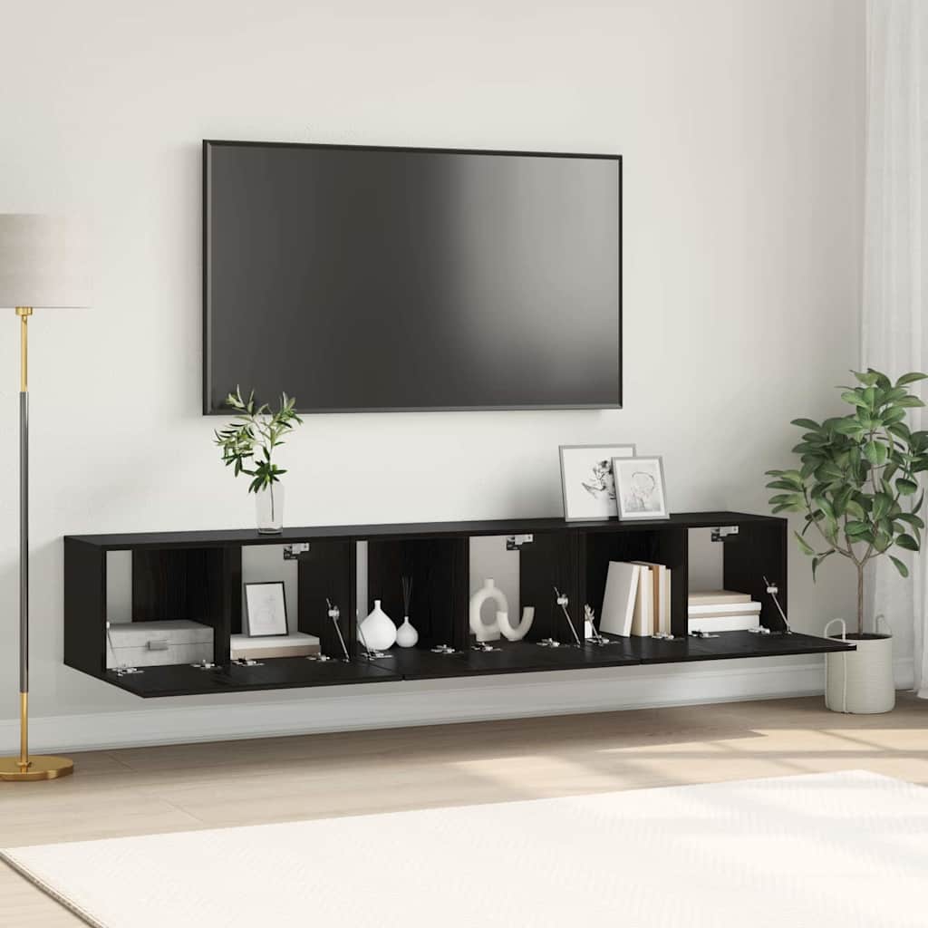 TV-Schrankset 3 pcs Schwarz 60 x 30 x 30 cm Holzwerkstoff