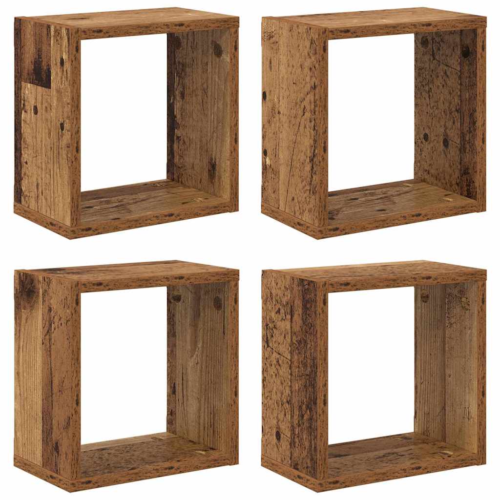 Wandregale mit Regal Wandmontiert 4 pcs Altholz Holzwerkstoff