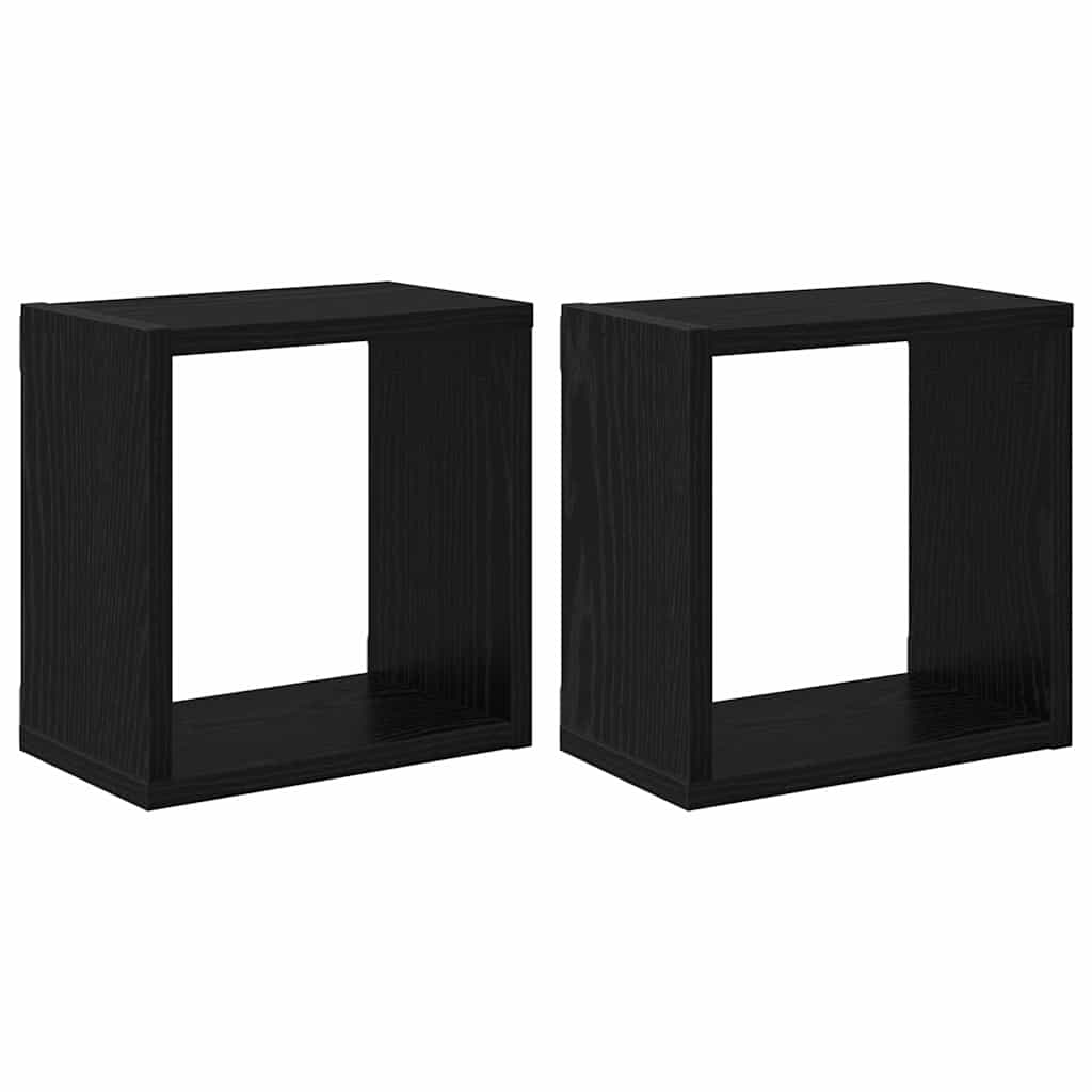Wandregale mit Regal 2 pcs Schwarz Eichen-Optik Holzwerkstoff