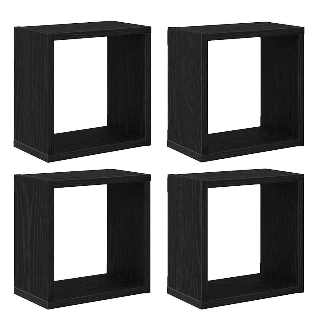 Wandregale mit Regal 4 pcs Schwarz Eichen-Optik Holzwerkstoff
