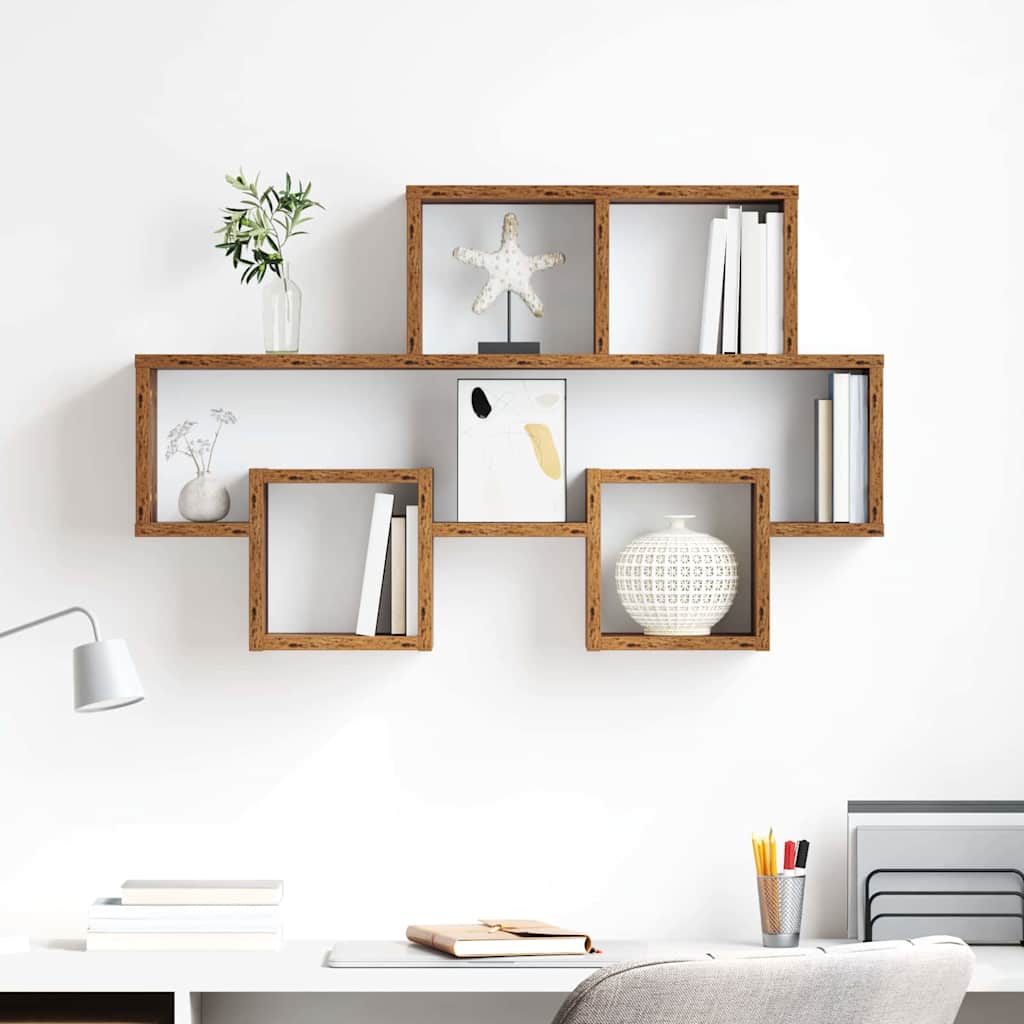 Wandregal mit Regal Altholz 82 x 15 x 51 cm Holzwerkstoff