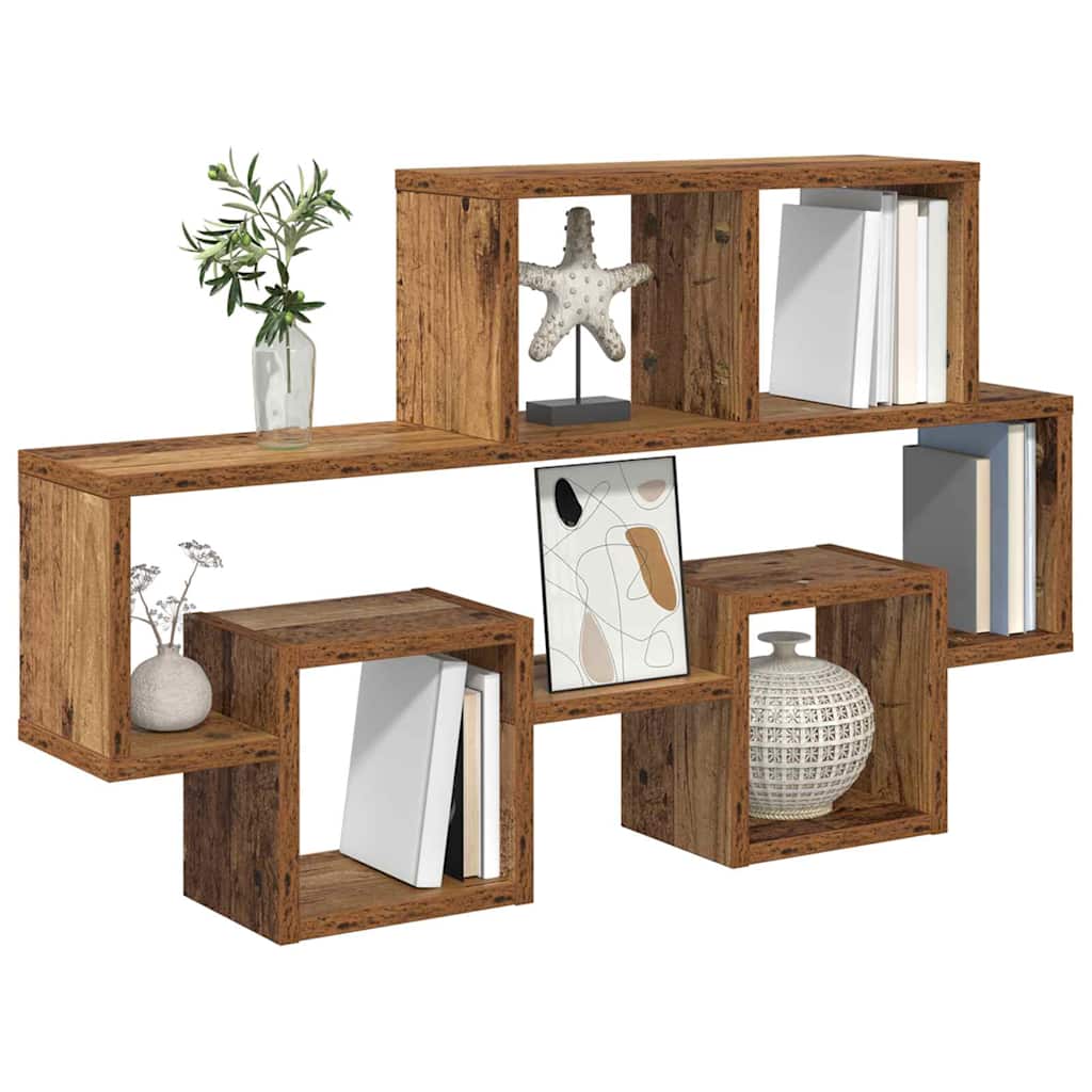 Wandregal mit Regal Altholz 82 x 15 x 51 cm Holzwerkstoff