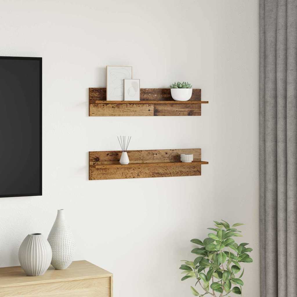 Wandregal 2 pcs Altholz 80 x 11,5 x 18 cm Holzwerkstoff