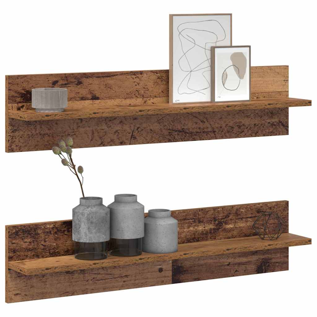 Wandregal 2 pcs Altholz 80 x 11,5 x 18 cm Holzwerkstoff
