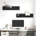 Wandregal 2 pcs Schwarz Eichen-Optik 80 x 11,5 x 18 cm