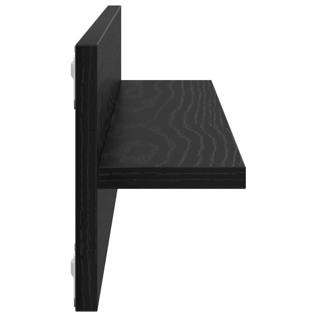 Wandregal 2 pcs Schwarz Eichen-Optik 80 x 11,5 x 18 cm