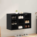 Schuhschrank mit Regal Schwarz Eichen-Optik 77,5 x 30 x 51 cm