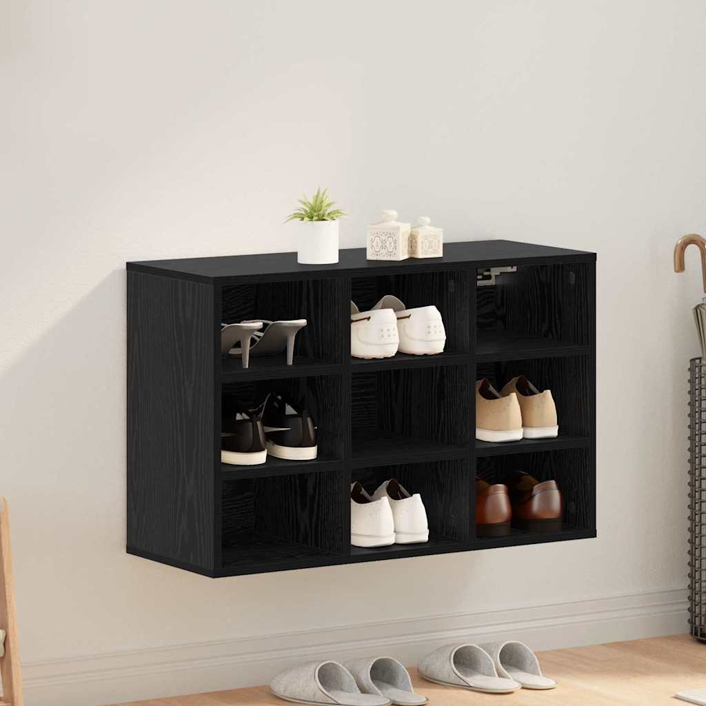 Schuhschrank mit Regal Schwarz Eichen-Optik 77,5 x 30 x 51 cm