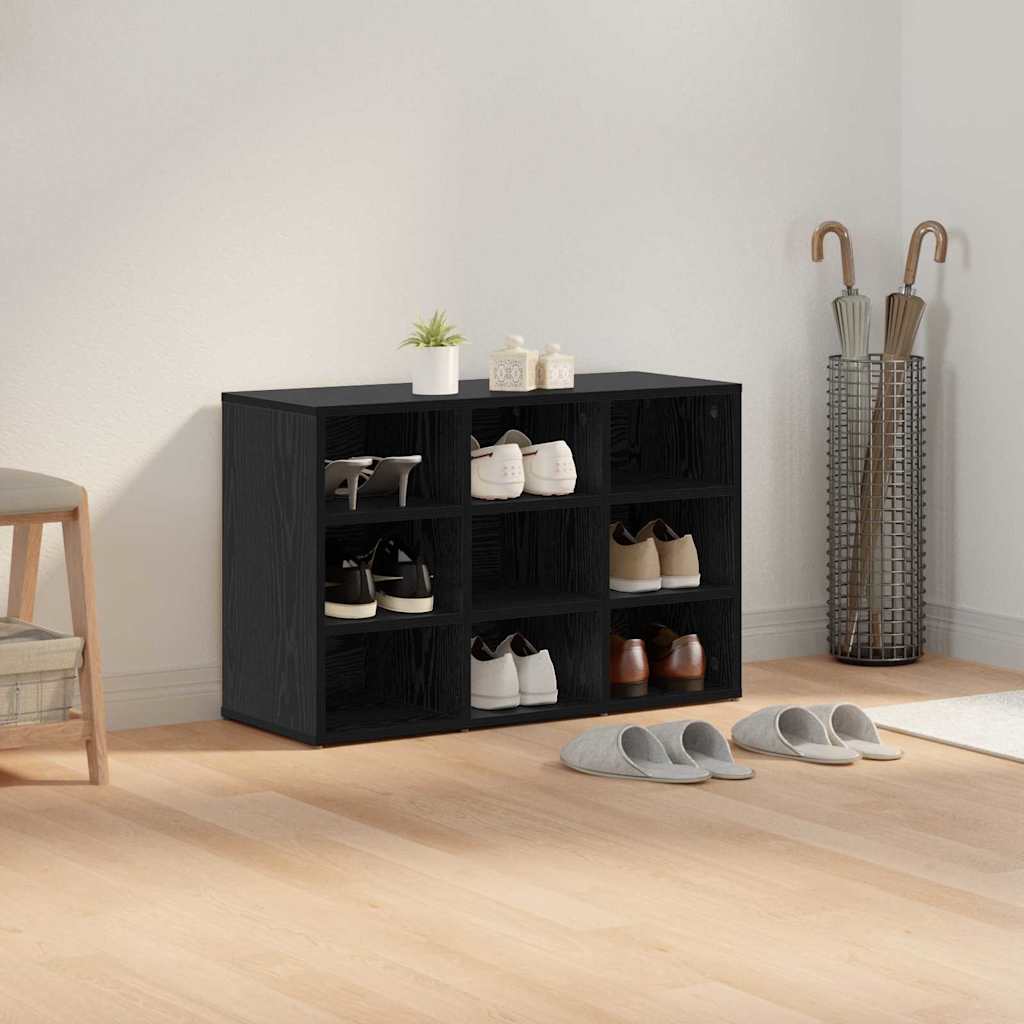 Schuhschrank mit Regal Schwarz Eichen-Optik 77,5 x 30 x 51 cm