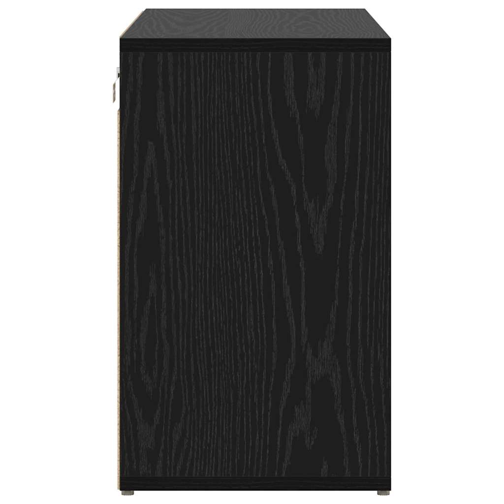 Schuhschrank mit Regal Schwarz Eichen-Optik 77,5 x 30 x 51 cm