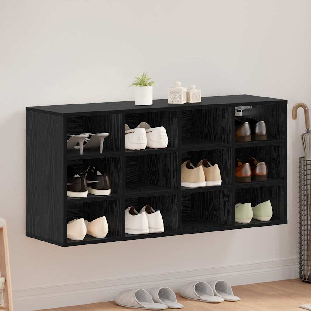 Schuhschrank mit Regal Schwarz Eichen-Optik 103 x 30 x 51 cm