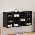 Schuhschrank mit Regal Schwarz Eichen-Optik 103 x 30 x 51 cm
