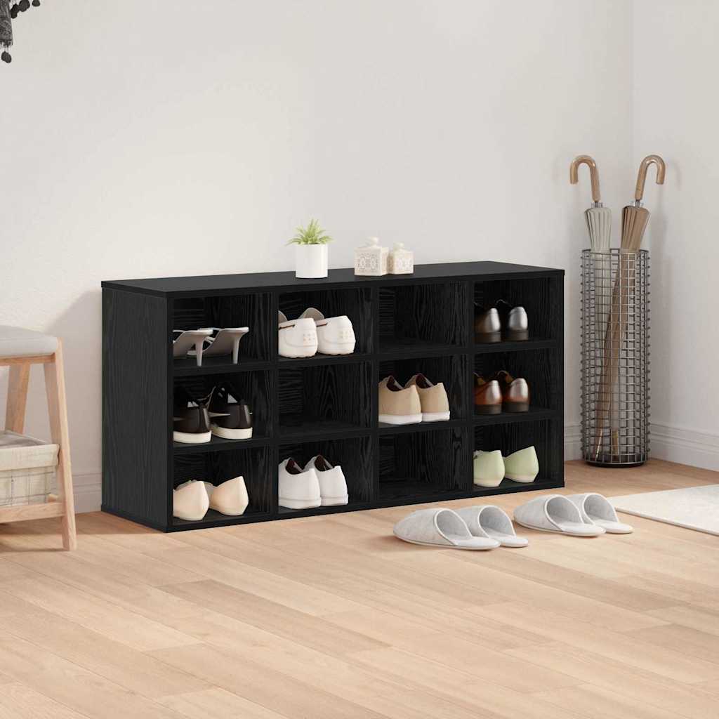 Schuhschrank mit Regal Schwarz Eichen-Optik 103 x 30 x 51 cm
